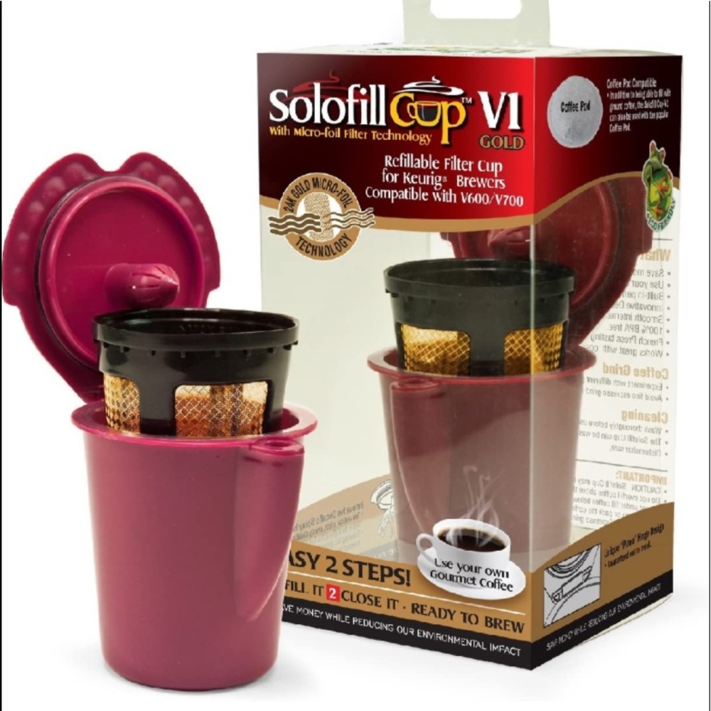 Solofill V1 GOLD CUP 24K Plated Refillable Filter Cup for Coffee Pod
